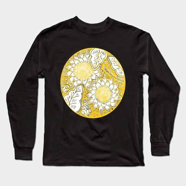 Golden Sunflowers Long Sleeve T-Shirt by AmyMinori